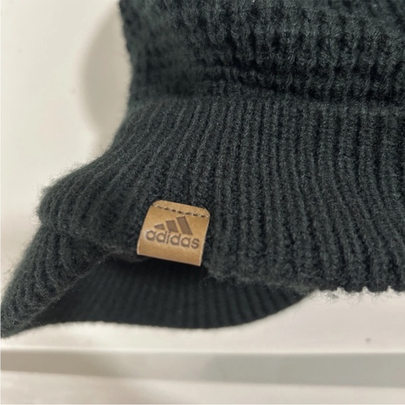 Adidas Black Cable Knit Climawarm Brim Beanie Fleece Lined Hat Women’s OSFM - Picture 9 of 9
